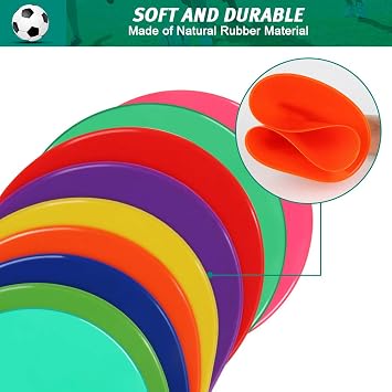 Poly Spots Spot Markers for Gym Floor 9inch Flat Cones Rubber Floor Dots 18/27/36Pcs Non Slip Agility Markers for Sports Soccer Basketball Speed Agility Training Dance Classroom