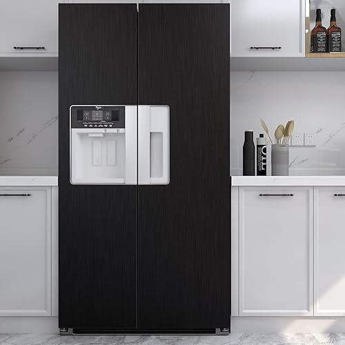 Miniatura 2 de LACHEERY Papel adhesivo negro cepillado para despegar y pegar, papel de contacto de acero inoxidable negro para electrodomésticos, rollo de papel