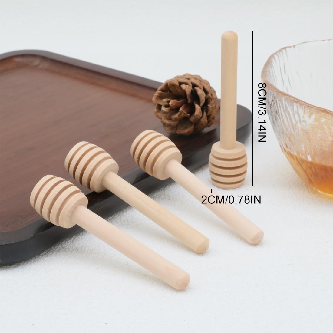 20 Pezzi Spargimiele In Legno - Cucchiaini Per Miele E Marmellata