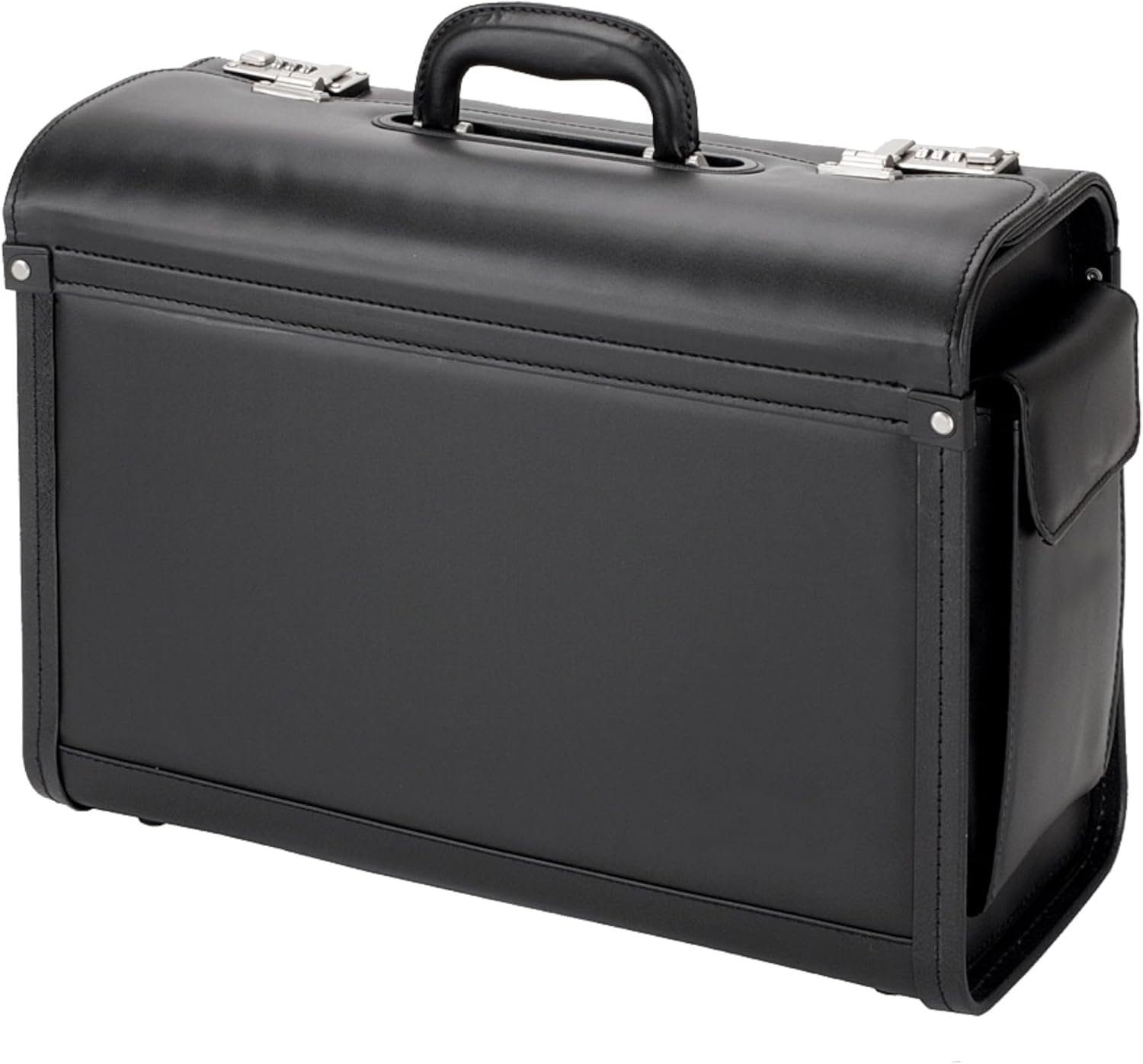 Alassio Genova Pilot Case Multi-section 2 Combination Locks Leather-look Black Ref 45028, Black, Pilot Case