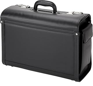 ALASSIO Genova Pilot Case Multi-section 2 Combination Locks Leather-look Black Ref 45028