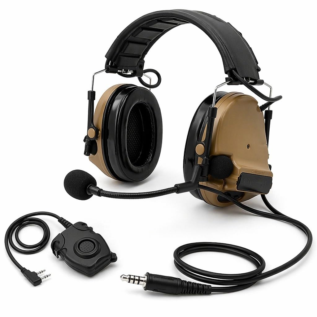 Auriculares Tácticos con Reducción De Ruido C3, Almohadillas Silicona Suaves Adaptador PTT For Deportes Al Aire Libre, Tiro, Caza, Comunicación