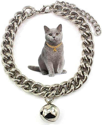 Miniatura 5 de Perro pequeño con campana de moda prémium para bulldog francés, cachorro, gato, accesorio para mascotas, cadena para perro, collar de oro para