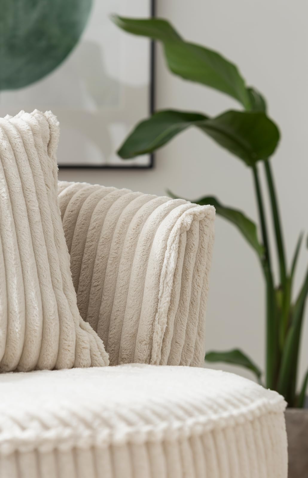Sessel in beige/wollweiß Mega-Cord Drehsessel 360° drehbar inklusive Kissen Comfy (Wollweiß)