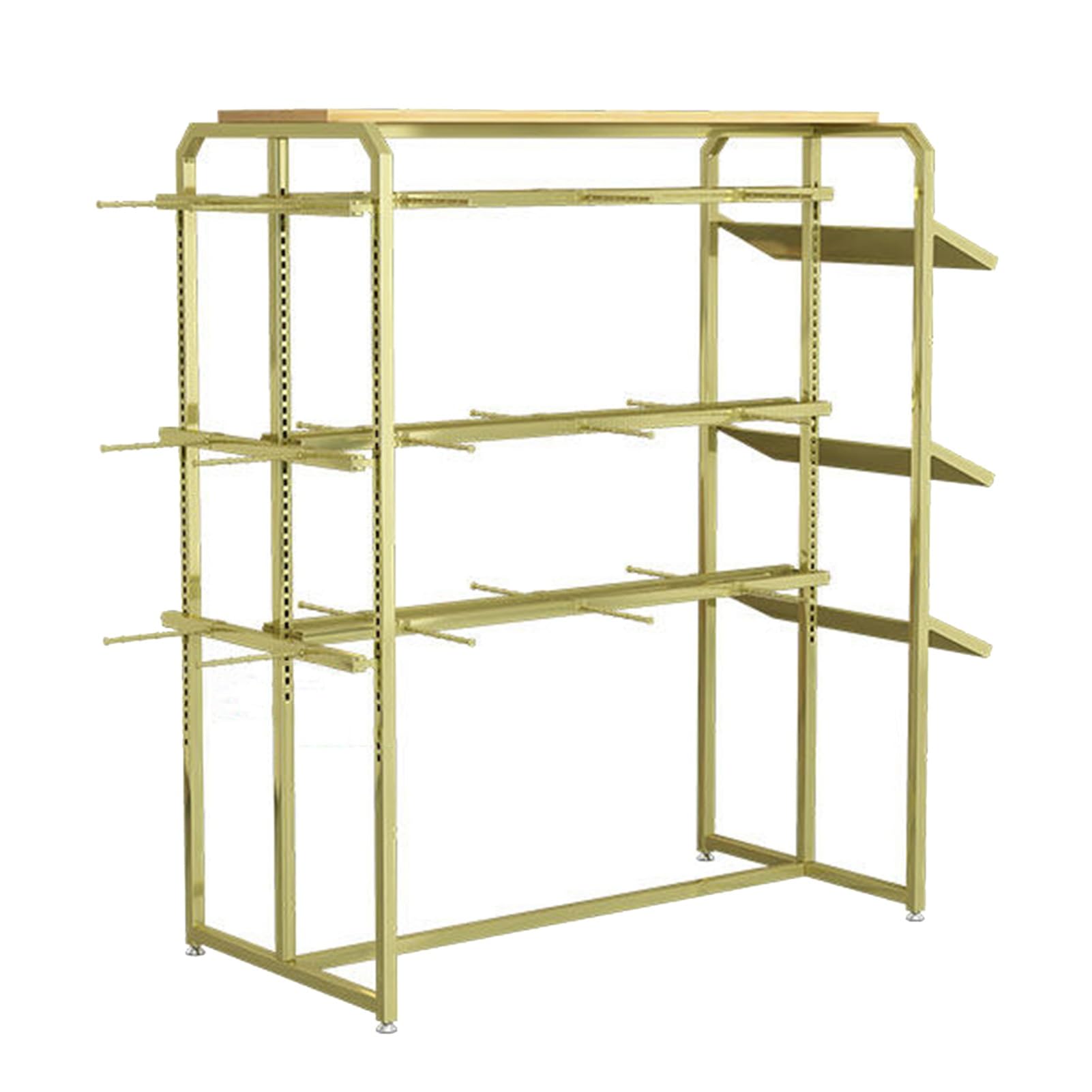 JYBNBBE Underwear Display Stand, Lingerie Shelves, Clothing Garment Rack with Shelf for Retail Store,Gold-c-100x45x135cm
