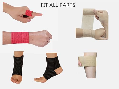 Miniatura 6 de Paquete de 6 vendajes autoadhesivos de 1 pulgada x 5 yardas, envoltura transpirable y cohesiva para mascotas, cinta elástica autoadhesiva para