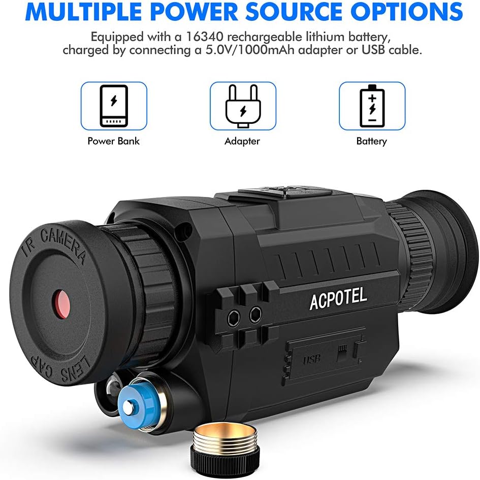 ACPOTEL Night Vision Monocular, 5 x 35 Digital Night Vision HD Scopes with Rechargeable/Take Photo/Video Recording/Playback Function for Outdoor/Surveillance/Security/Hunting/Hiking : Sports & Outdoors