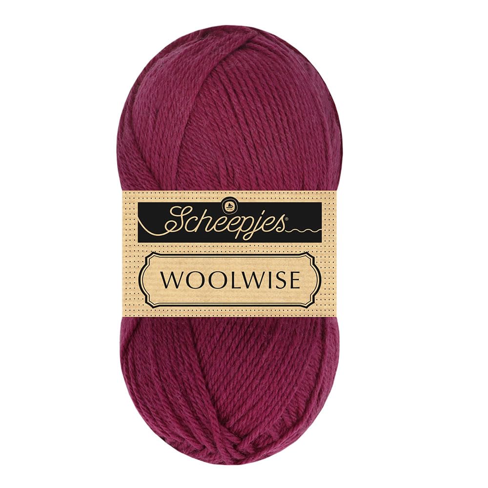 Scheepjes Woolwise 100g - 742 Rich Plum, Superwash Merino Yarn for Knitting and Crocheting, Purple, 1x100g