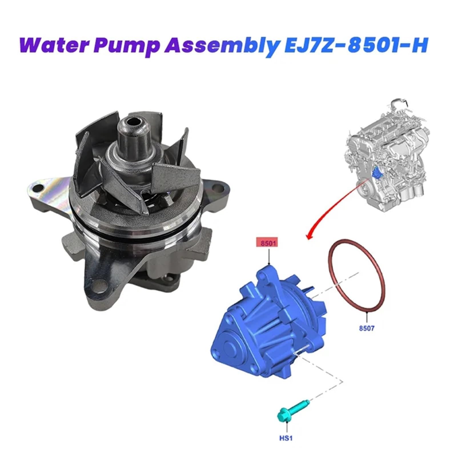 Bomba De Agua Del Motor EJ7Z8501H/D/G PW-561 Bomba de agua refrigeración del motor EJ7Z-8501-H Para Ford Mustang componente