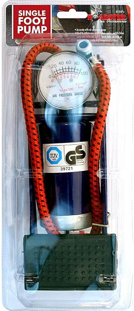 NEW SINGLE BARREL FOOT PUMP AIR INFLATOR CAR BICYCLE VAN TYRE PRESSURE GUAGE