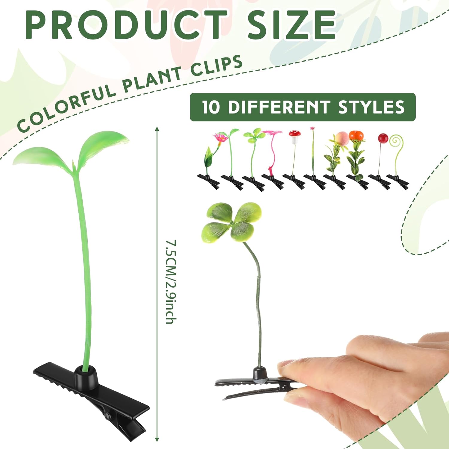 tigeen 100 pieces bean sprout hair clip funny plant hairpins grass flower butterfly mushroom hair accessories (assorted) 100 assorted