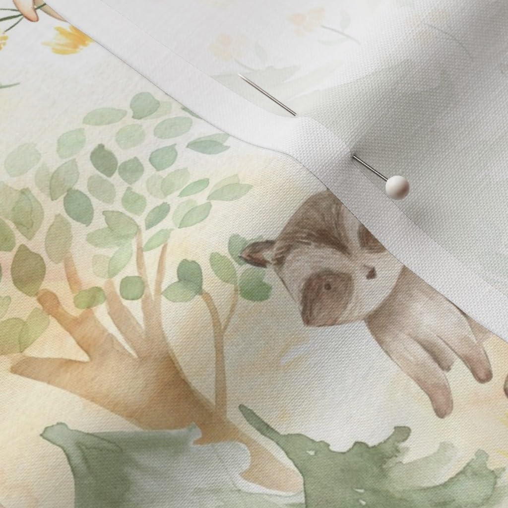 Spoonflower Fabric - Woodland Animals Forest Baby Pine Tree Adenture Brown Bear Fox Racoon Printed on Petal Cotton Fabric Fat Quarter - Sewing Quilting Apparel Crafts Decor