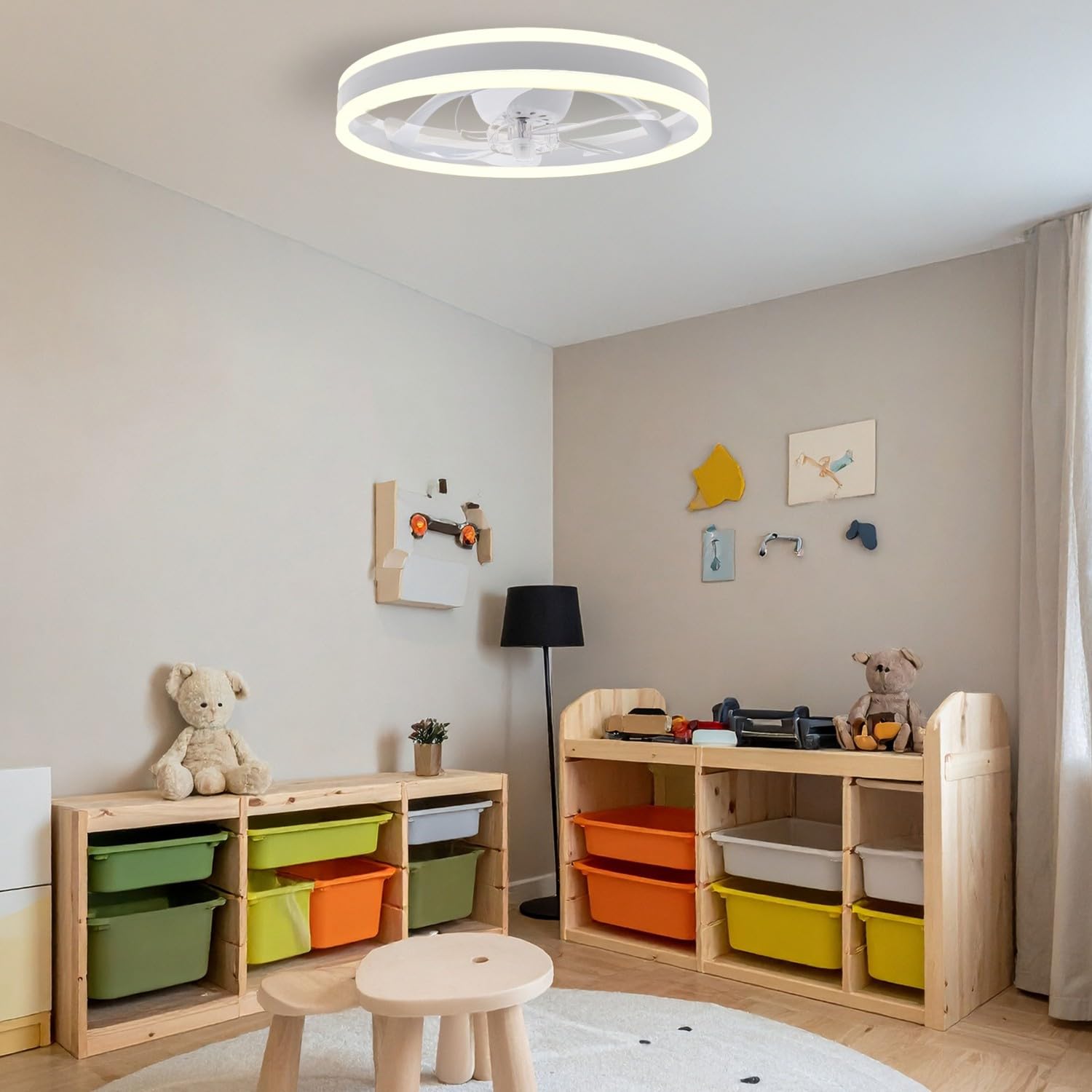 M mimotec - Wentylator sufitowy z oświetleniem LED Verona 36 W, biały i pilot zdalnego sterowania, silnik DC, 6 prędkości, styl lampy sufitowej, funkcja lato-zimowa, timer, z aplikacją