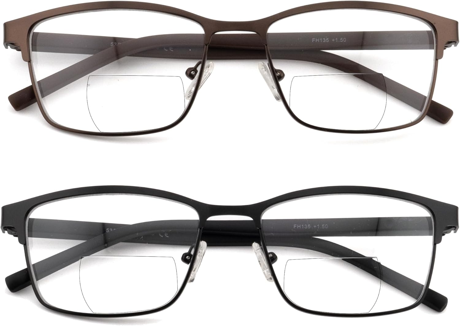 2 Pack Mens Bifocal Reading Glasses Bi Focal Matel Rectangle Readers Spring Hinge Far/Near Dual-use Eyeglasses - Image 6