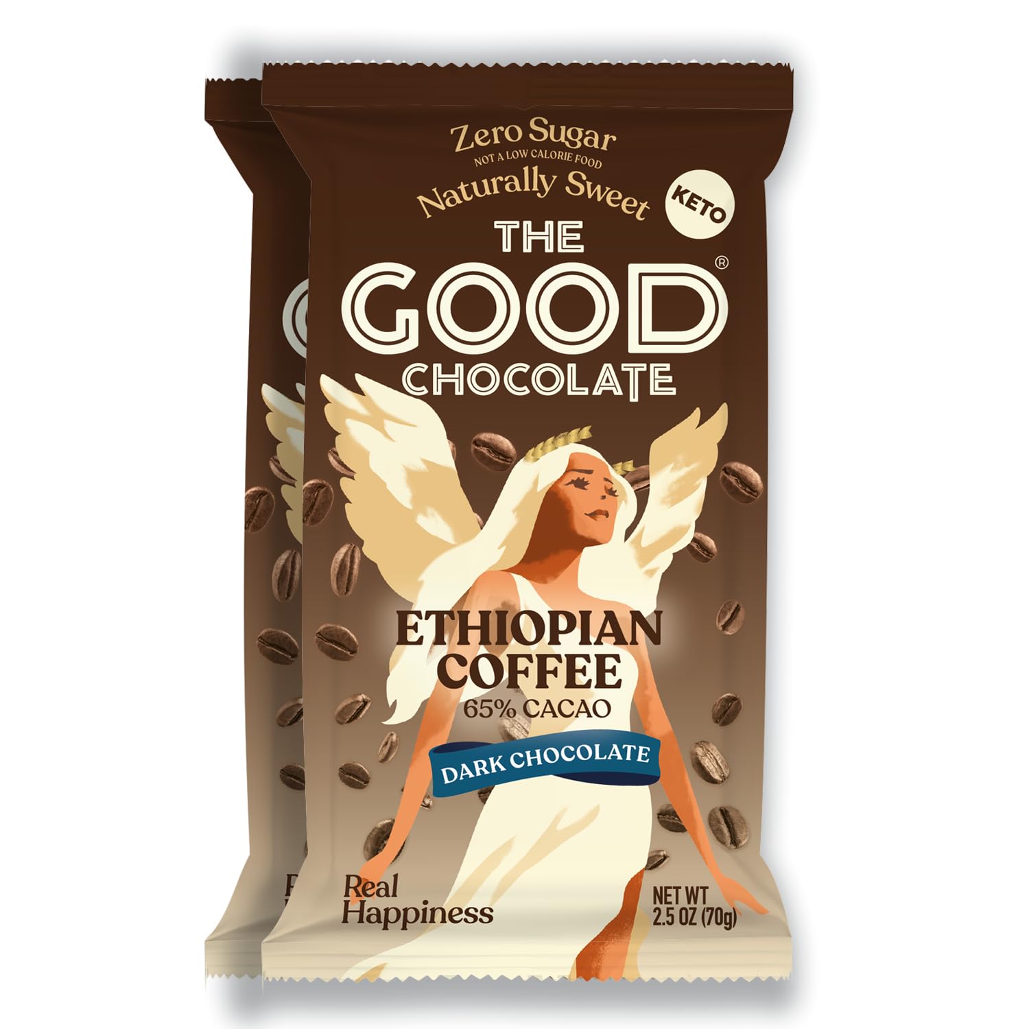 THE GOOD CHOCOLATE – Coffee Dark Chocolate Bars with Zero Sugar & Lower Net Carbs – Keto Chocolate Bar with Lower Calories, All Natural and Non-GMO Keto Snacks, 2.5 oz (2 Bars Starter Pack)