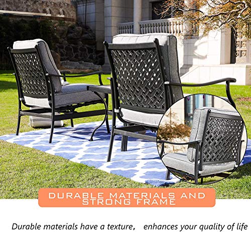 Lokatse Home 3 Piece Outdoor Furniture 2 Patio Bistro Chairs And 21 Inch Square Dining Table, 3 Pc Conversation Set, Grey #TOP4