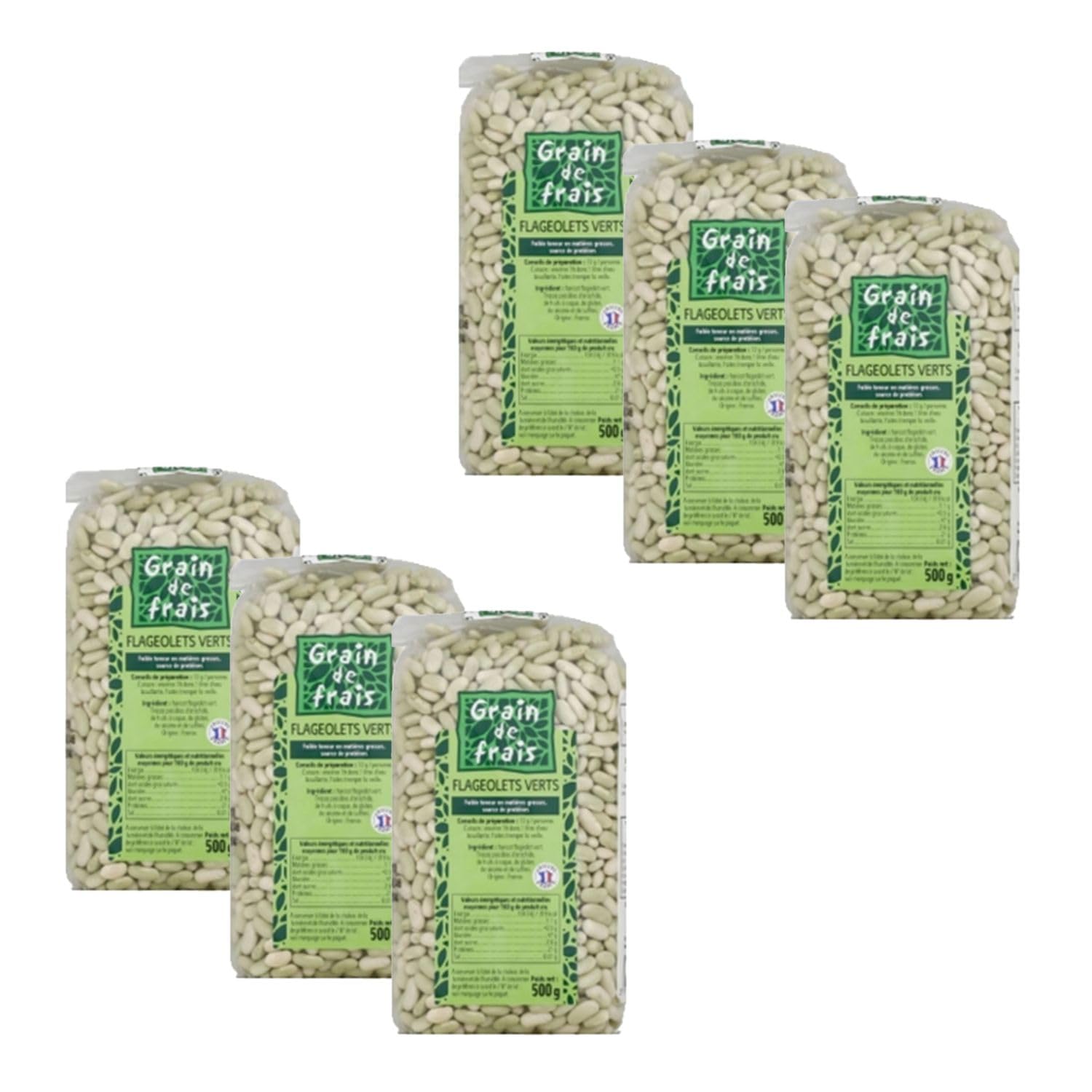 Lot 6x Flageolet vert France - Grain de Frais - paquet 500g