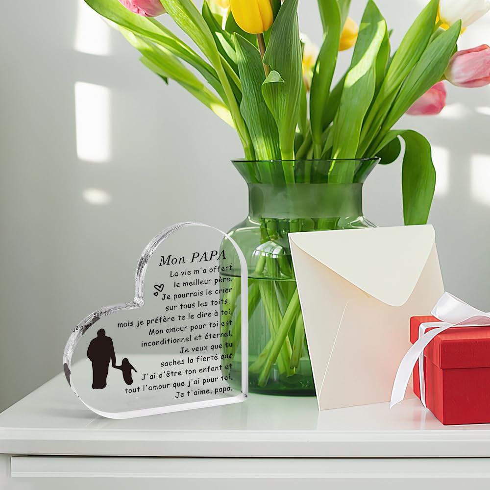 HZBLAZ Puzzle Plaques Papa Fête des Pères Cadeaux Apprécier d'Anniversaire Acrylique Signe Décorations Maison Souvenirs de Noël Tournesol Mon Père Merci d'être Une Partie Si Importante de Ma Vie