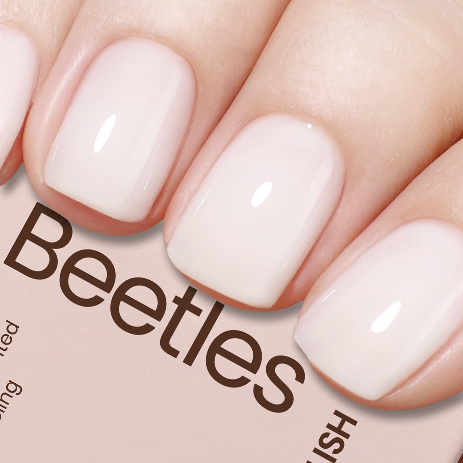 Beetles Milky White Gel Nail Polish - 15ml Neutral Jelly Nude Nail Polish Base Color Nail Concealer Sheer Translucent Effect Soak Off UV LED French Nail Art Salon DIY Manicure Gift for Women 0.5Oz