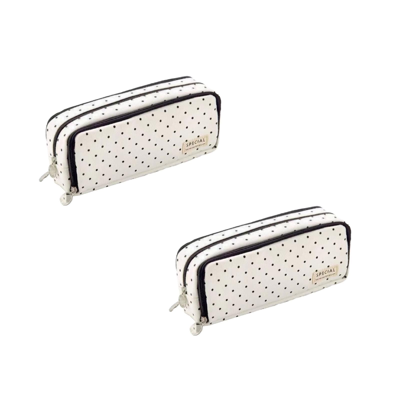 Bgdhinkt Polka Dot Pencil Case, Special Pencil Case, Multi Compartment Pencilcases, Stationery Storage Bag for School College Office (A-2PC, one Size)
