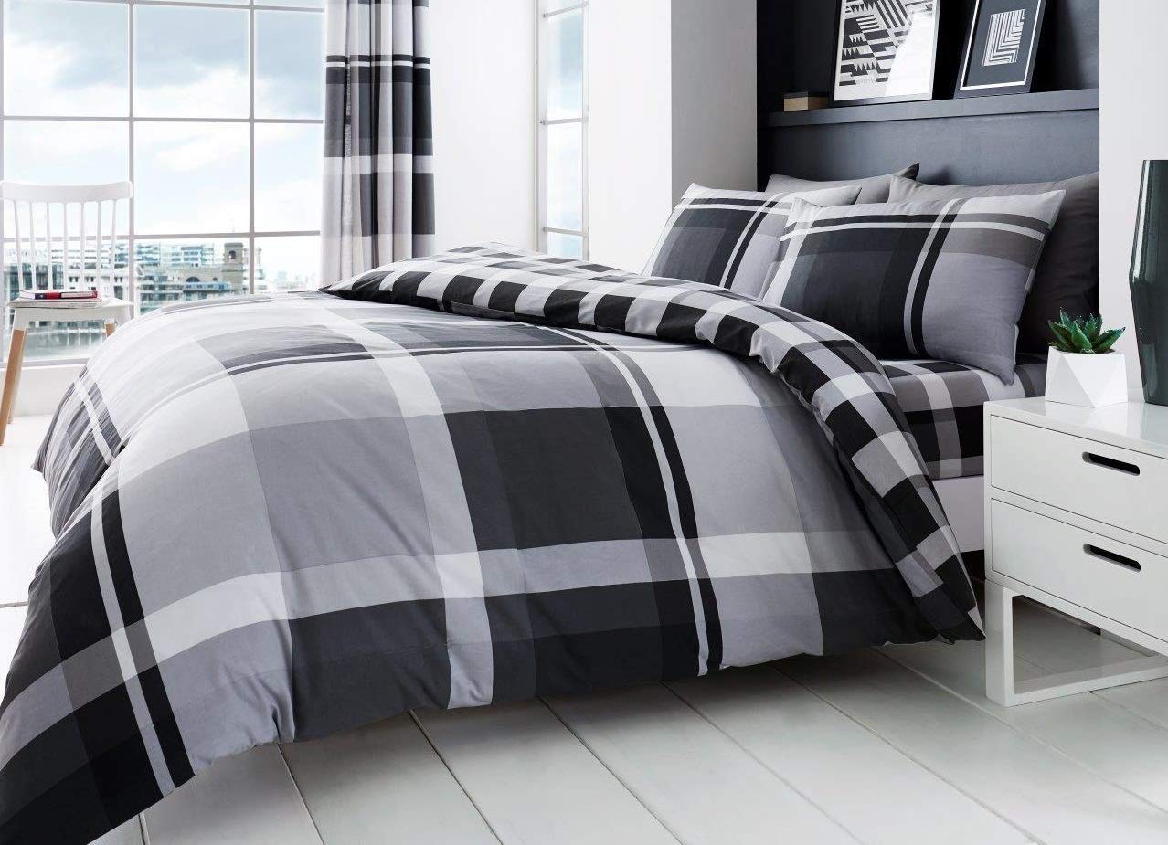 Gc Gaveno Cavailia Grey Gaveno Cavailia Waverly Check Luxurious Duvet Cover Sets Quilt Cover Sets Reversible Bedding Sets With Pillowcases (, King)