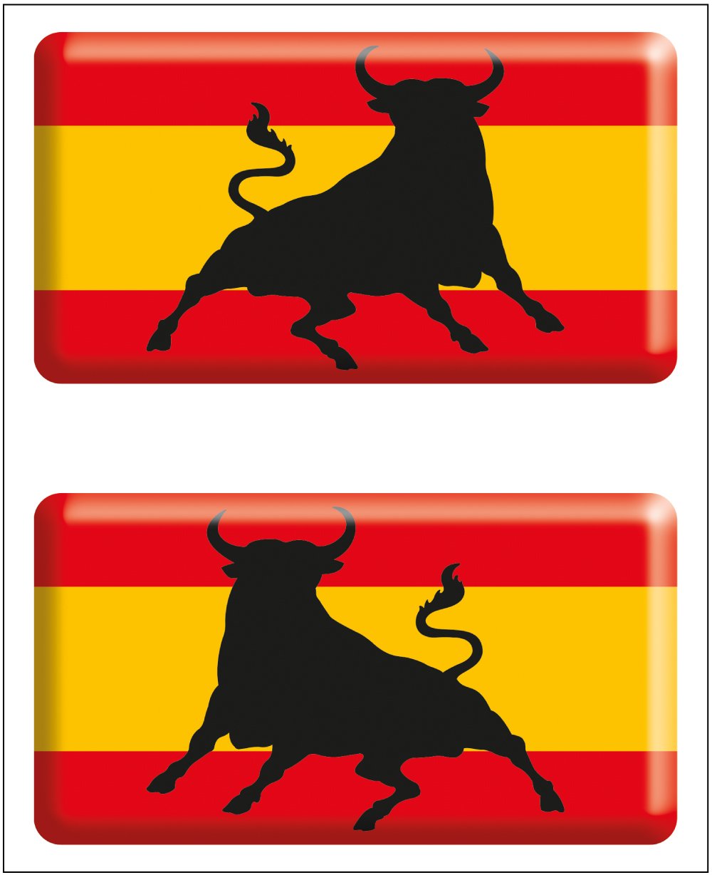 Pegatina Bandera España Toro Saltando Rectángulo 2 uds. RESINA
