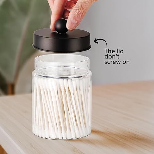 Miniatura 7 de Farmhouse Decor Qtip - Dispensador de hisopos de algodón, bolas, almohadillas de algodón, hilo dental, tarro de boticario de plástico transparente