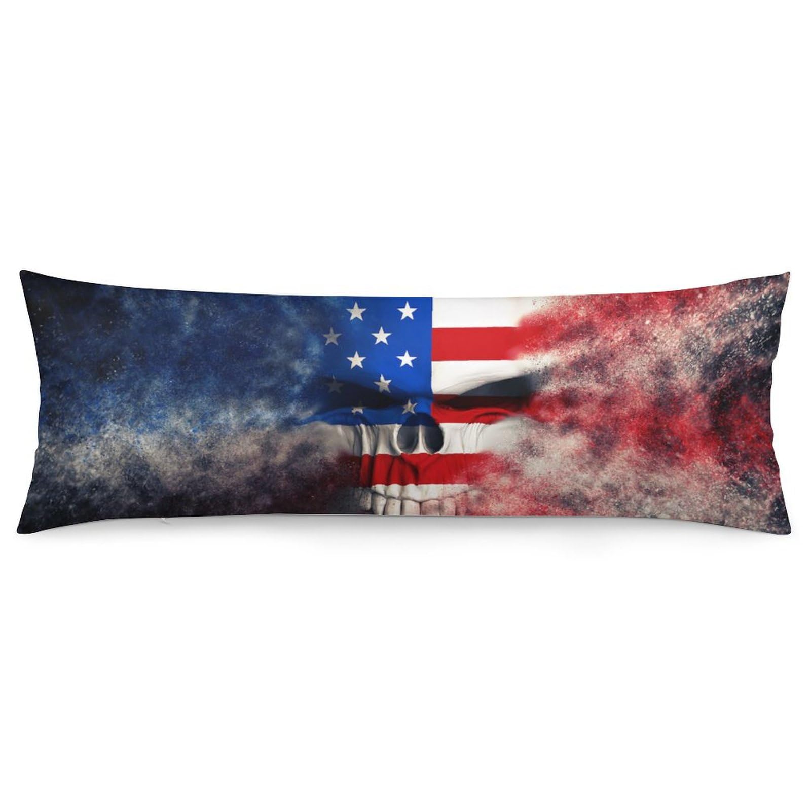 Angry U.S. Flag Skull Body Pillow Cover Lightweight Long Pillow Case for Cushion Sofa Living Room Bed 20