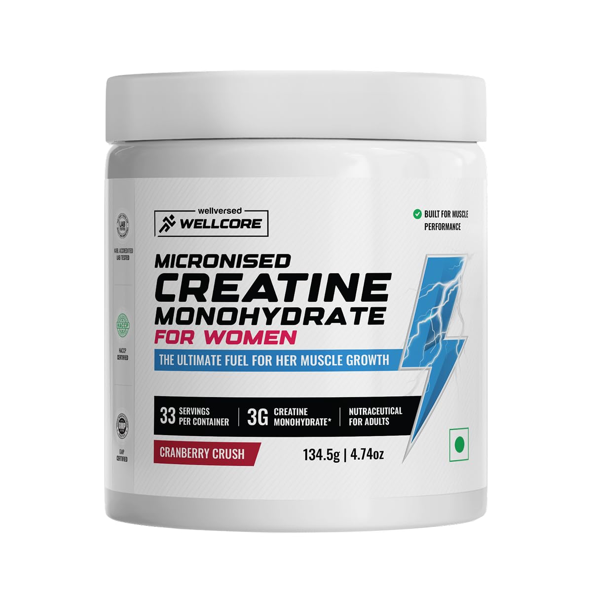 Wellcore Creatine Monohydrate 33 Servings, Cranberry Crush - Image 1