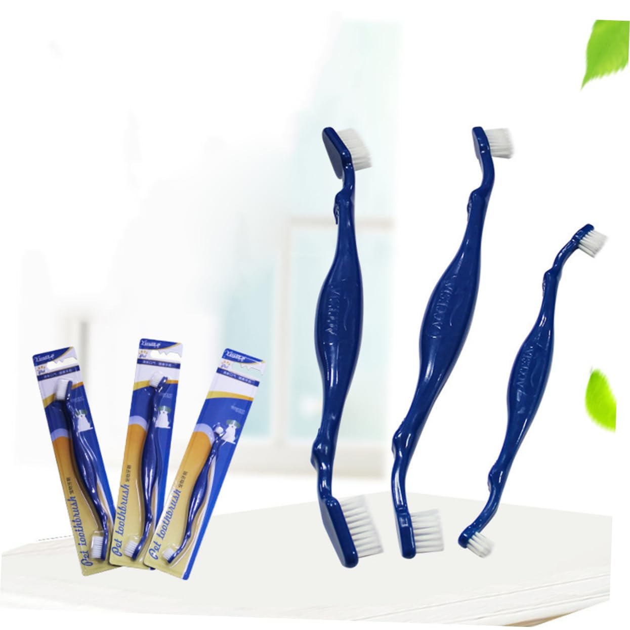 SUPVOX 9pezzi Spazzolino Per Cani Doppia Faccia Con Manici Lunghi e Setole Morbide Kit Completo Per La Pulizia Dei Denti e Massaggio Delle Gengive Degli Animali Domestici