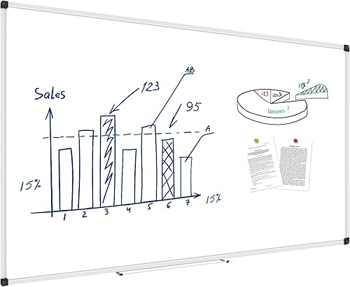 Miniatura 10 de XBoard Pizarra blanca magnética de 48 x 31 pulgadas, pizarra de borrado en seco con marco de aluminio negro, pizarra blanca con bandeja de