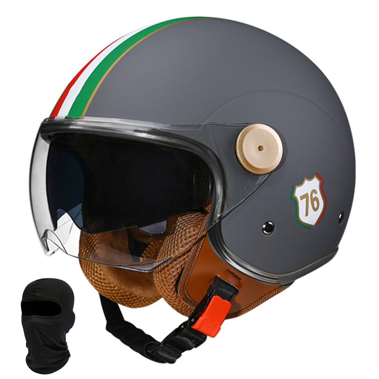 Beyswage 3/4 Open Face Motorcycle Helmet Vintage With Double Goggles Comfort Lining Earmuffs ECE Certified Crash Helmet For Adult Men Women
