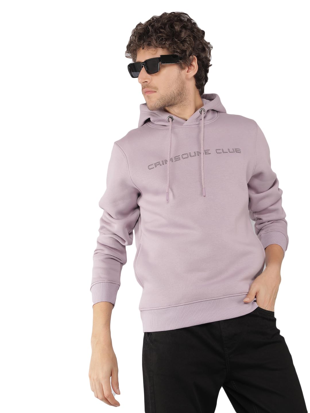 Men's Purple Typographic Print Hooded Neck Sweatshirt-image-10