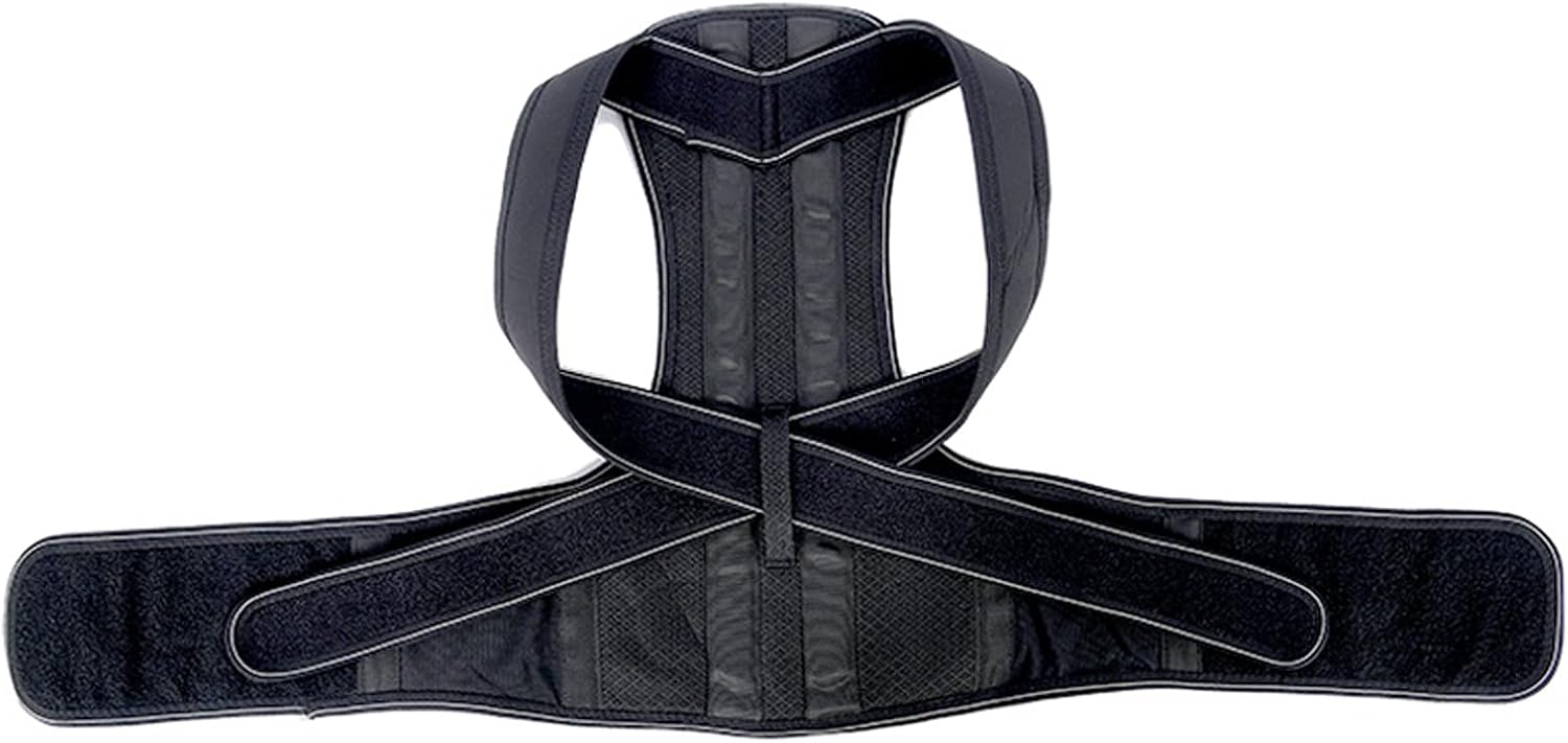 Back Posture Correction Belt Net Cloth Adjustable Comfy Breathable Powerful Velcro for Providing Pain Relief from Neck Back Shoulders for Women and Men,Black,XL (Black X)