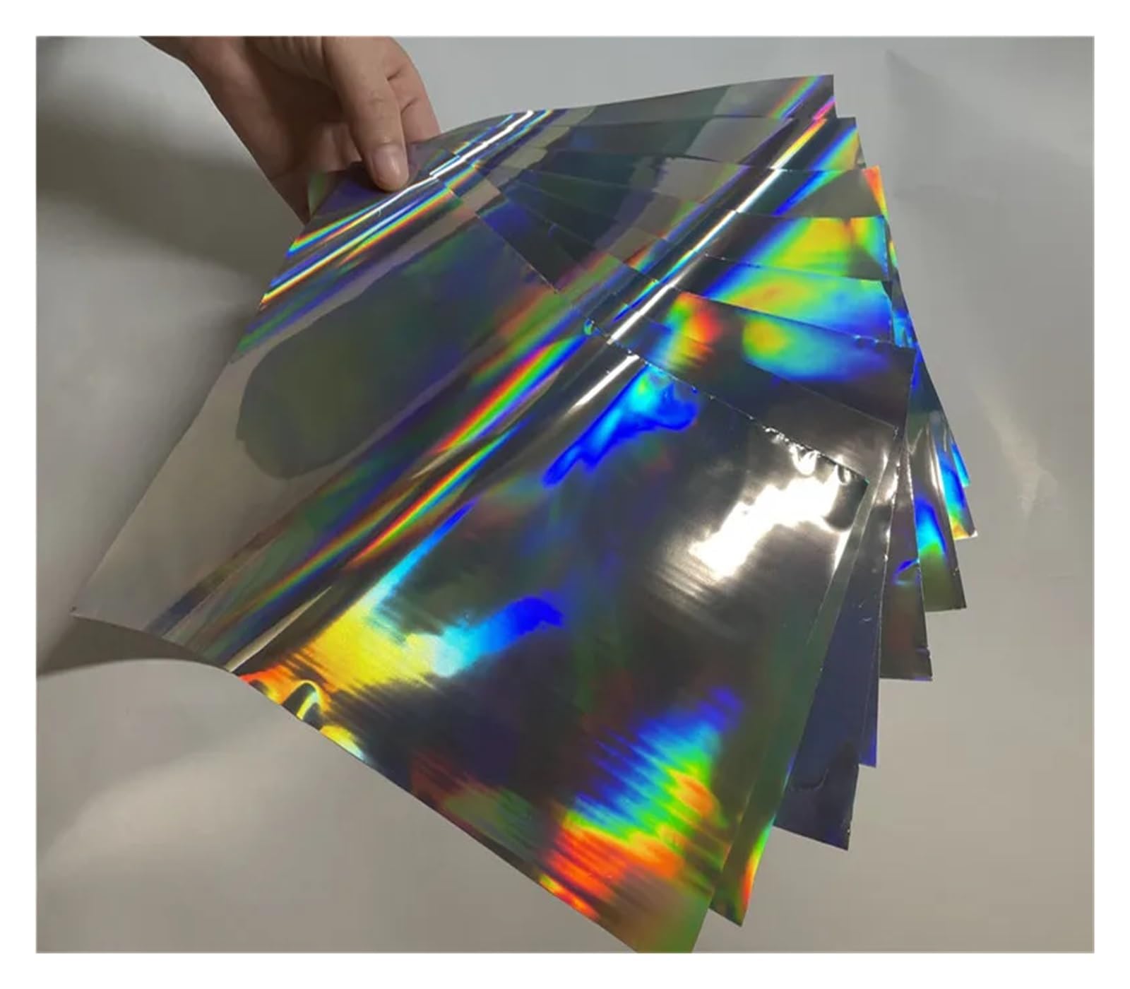 Rouleaux De Feuilles D'Or Tampon à feuille chaude format A4, papier doré, Toner laminé réactif for cartes en papier, 50 pièces Rouleaux De Feuilles D'Or Faits à La Main (Size : Silver Holographic)