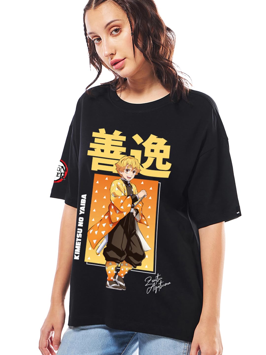 Official Garfield Merchandise Women's Graphic Print Oversized Fit Half Sleeve Round Neck Cotton Jersey T-Shirt