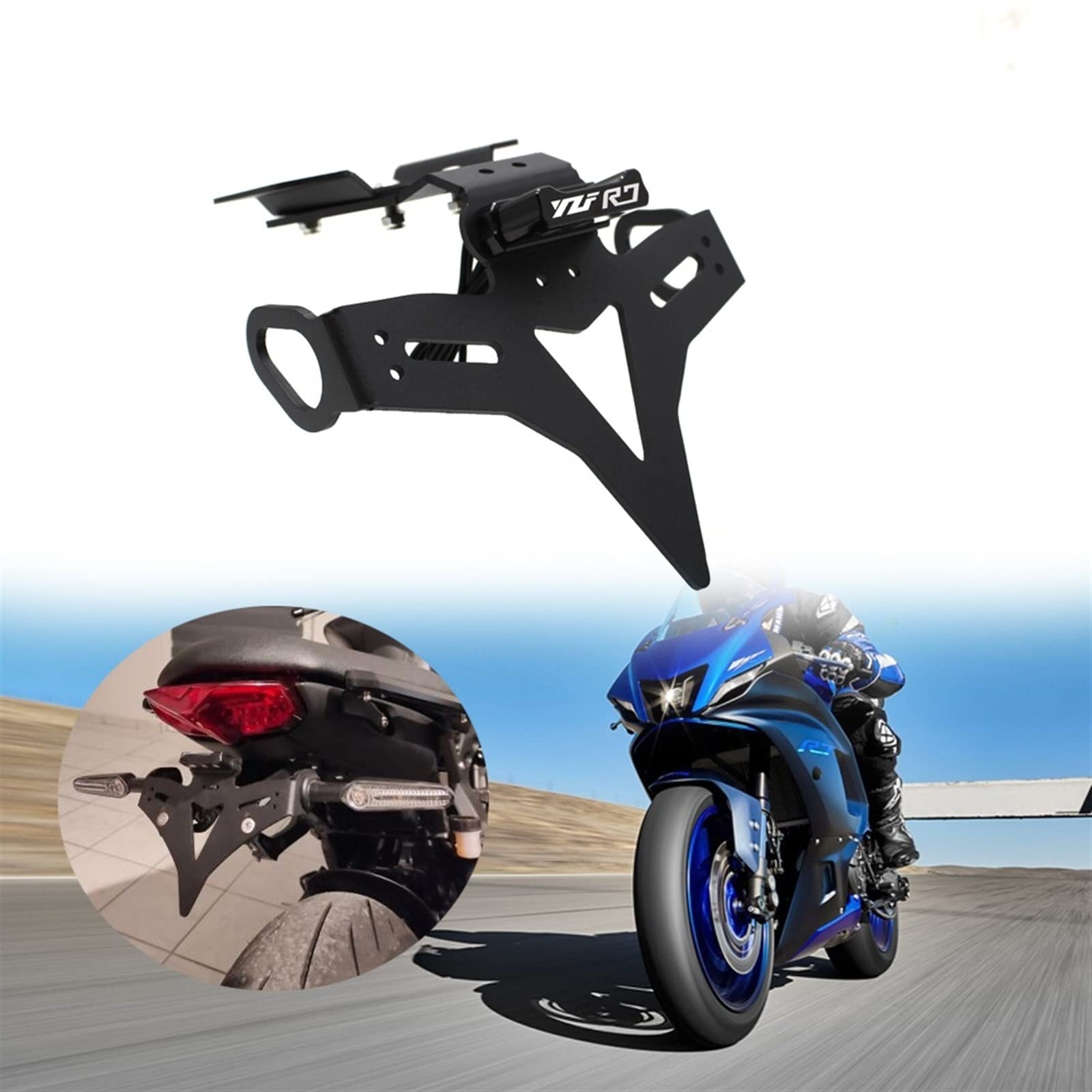 YAMAHA YZFR7 YZF R7 MT07 Motorcycle License Plate Holder LED Light Rear Tail Tidy Fender Eliminator Kit Bracket 2021-2022