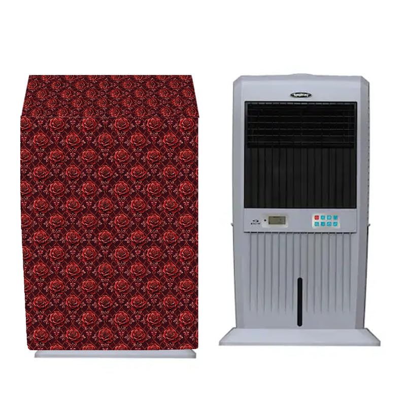 Image of PVC Cooler Cover Suitable for Symphony Storm 70 XL 70-Litre Desert Air Cooler Waterproof, Dustproof, Size(LXBXH) 53.34X67.31X113.03 Cm, Red Flower.