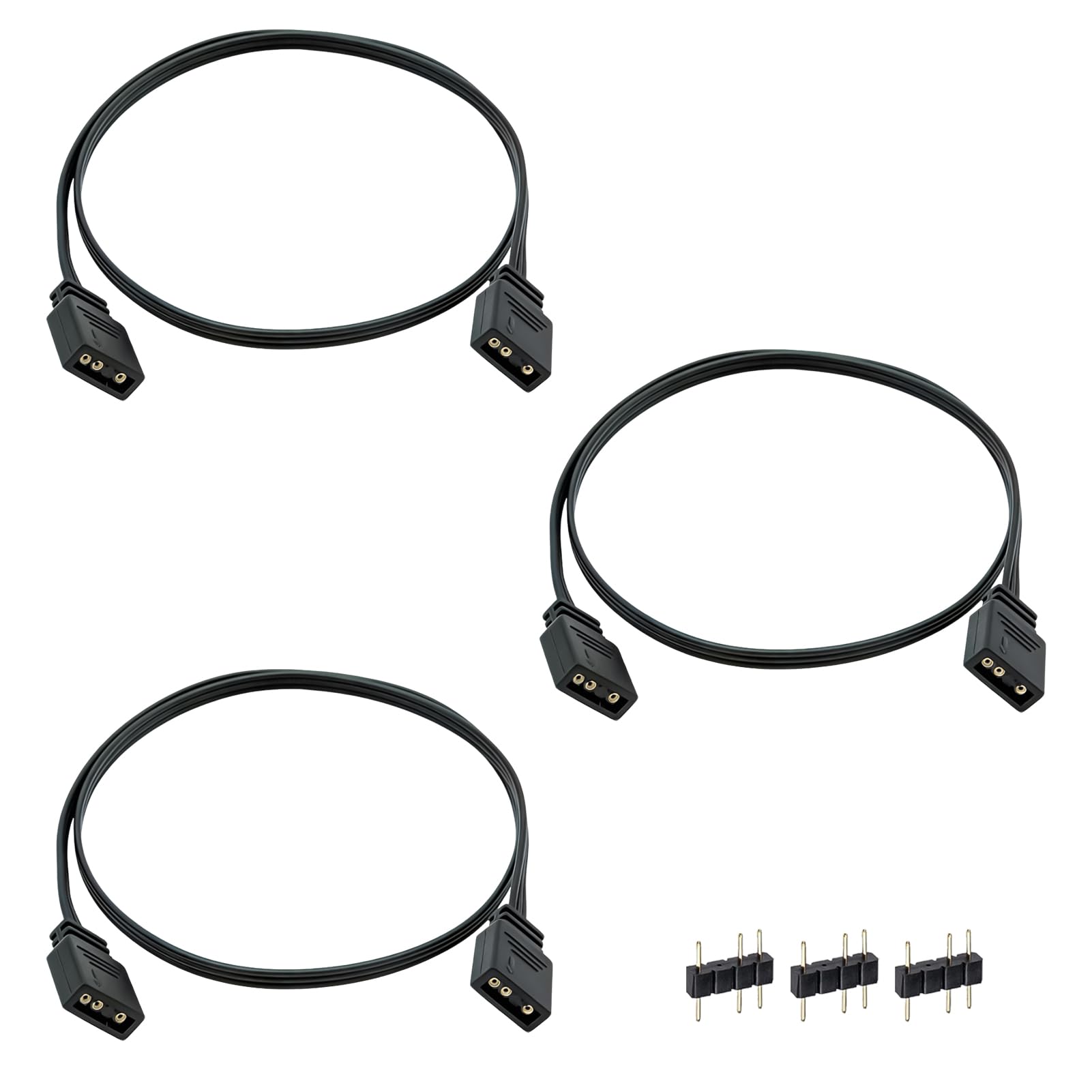 Cable de extensión ARGB, cable ARGB 5 V 3 pines ARGB 50 cm, cable de sincronización LED ARGB extensión ventiladores ARGB o serie LED, conector de 3 pines macho hembra, compatibilidad con placa base