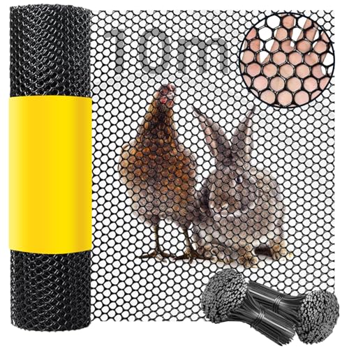 Opiniones de Plastico negro los 10 mejores. 39 Valla de Plástico Negro, 40 x 1000 CM Malla para Jardin Negro, Red Protectora Reforzado, Fácil Instalación y Duradero para Jardín Finca Mascotas (120 Bridas) (0.4 * 10M)