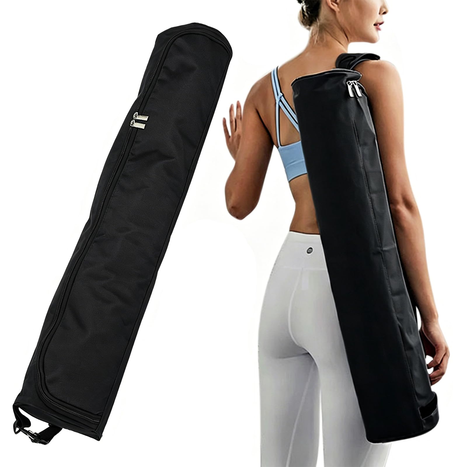 Yoga Mat Bag, Full Zip Exercise Yoga Mat Carrier Bag with Adjustable Strap, Waterproof Yoga Mat Carry Bag Strap for Most Yoga Mats to Gym Class Beach Park Travel for Women & Men (Black)-image-14