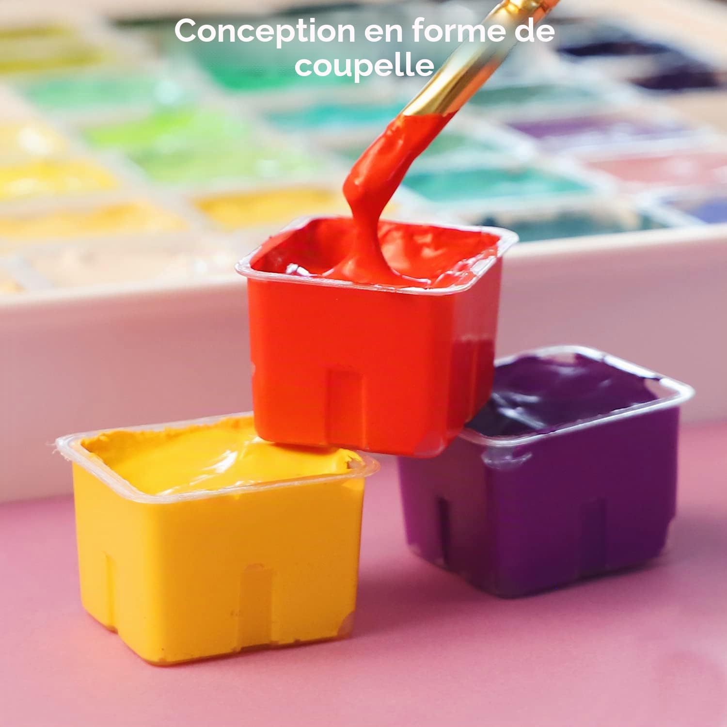 HIMI de peinture gouache 56 couleurs x 30 ml avec étui de transport portable, design unique en forme de tasse gelée, non toxique – pour les débutants, les étudiants, les artistes