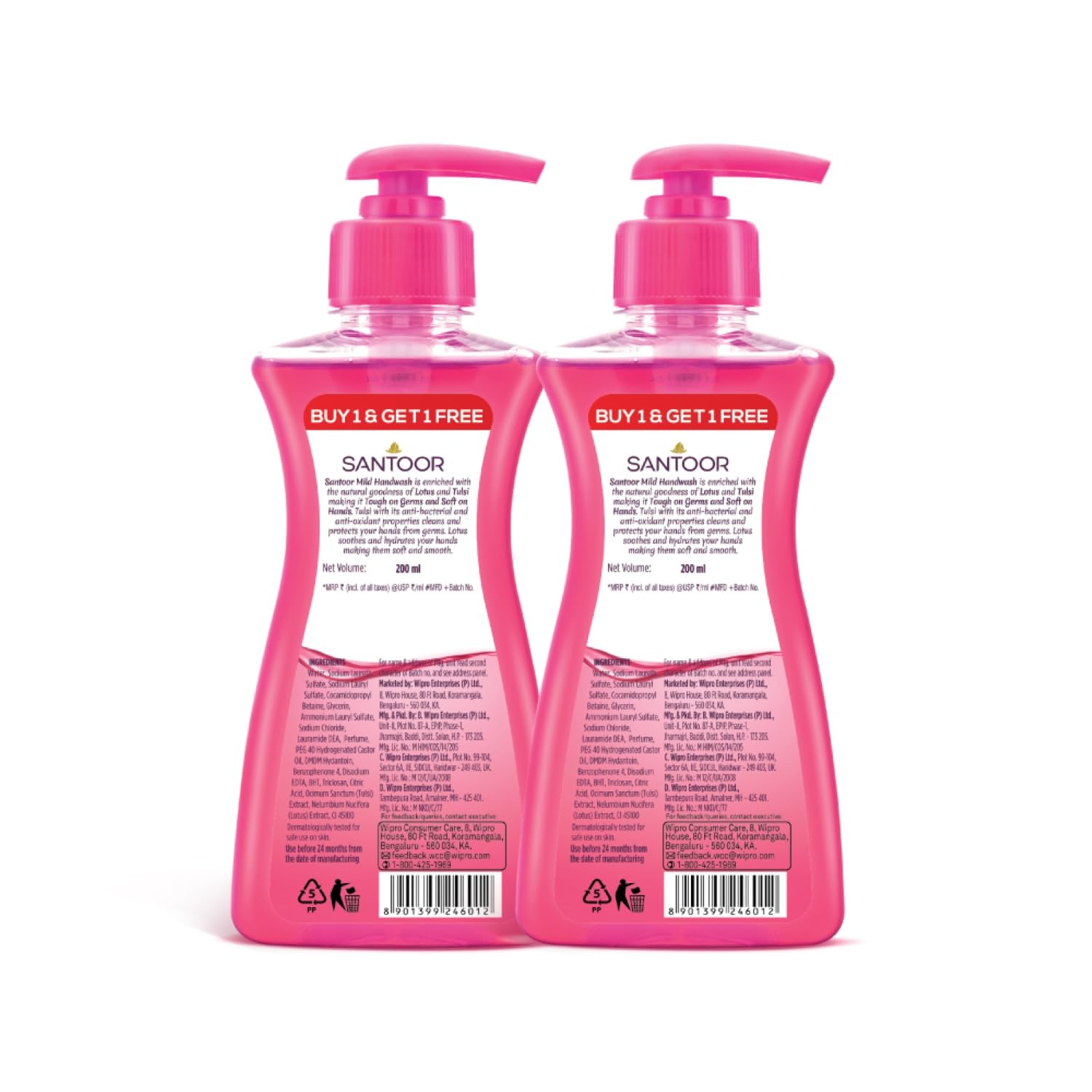 Santoor Mild Lotus and Tulsi, 200ml (Buy 1 Get 1) - Image 3 thumbnail