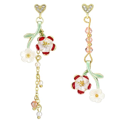 Pink Flower Dangle Earrings 