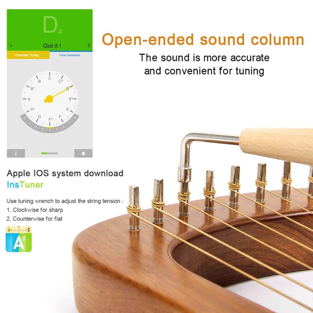 Strumento Lyre Harp Cordofono A 16 Corde Folk Mogano Lyra Harpette Musica | Furgone, Regolazione, Custodia Trasporto Risonatore, Pratico Per Studenti Principianti