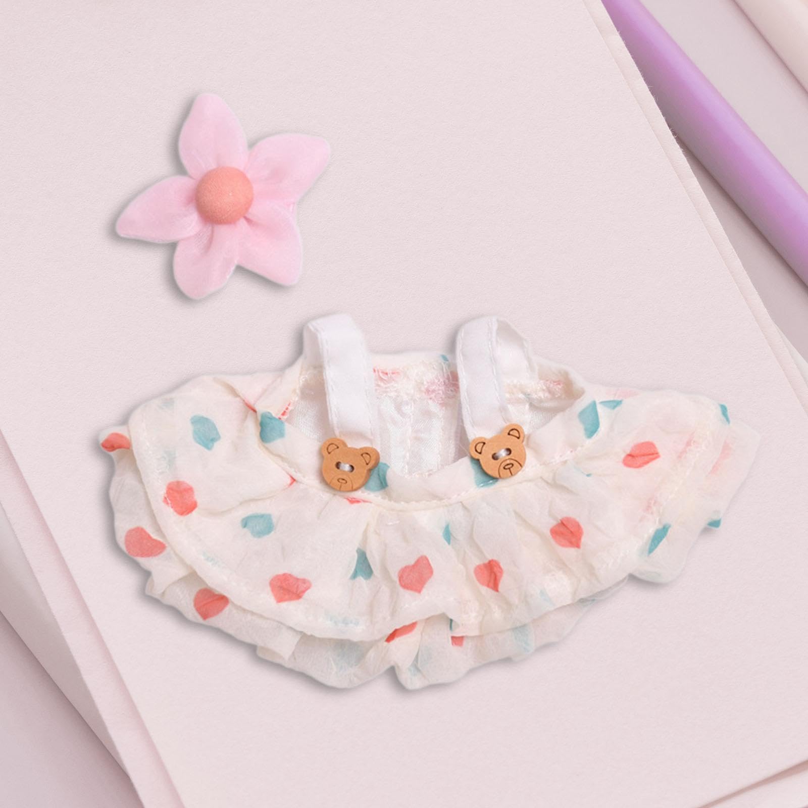 2-Piece Clothes Outfit Set For LABUBU 17cm Doll (Doll Not Included) - Cute Hairband & Dress