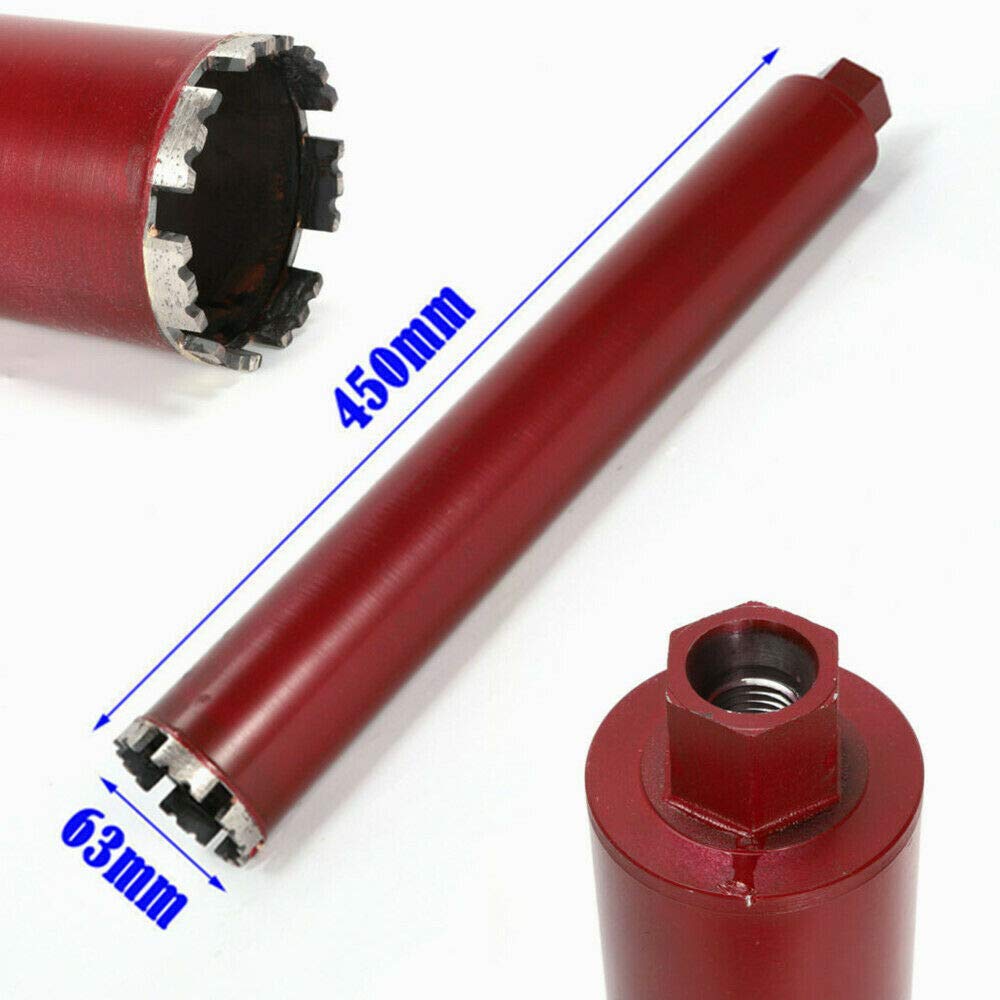 Diamentowa koronka wiertnicza, 63 mm/450 mm, wiertło rdzeniowe na mokro i sucho, wiertło rdzeniowe do betonu, betonu porowatego, marmuru
