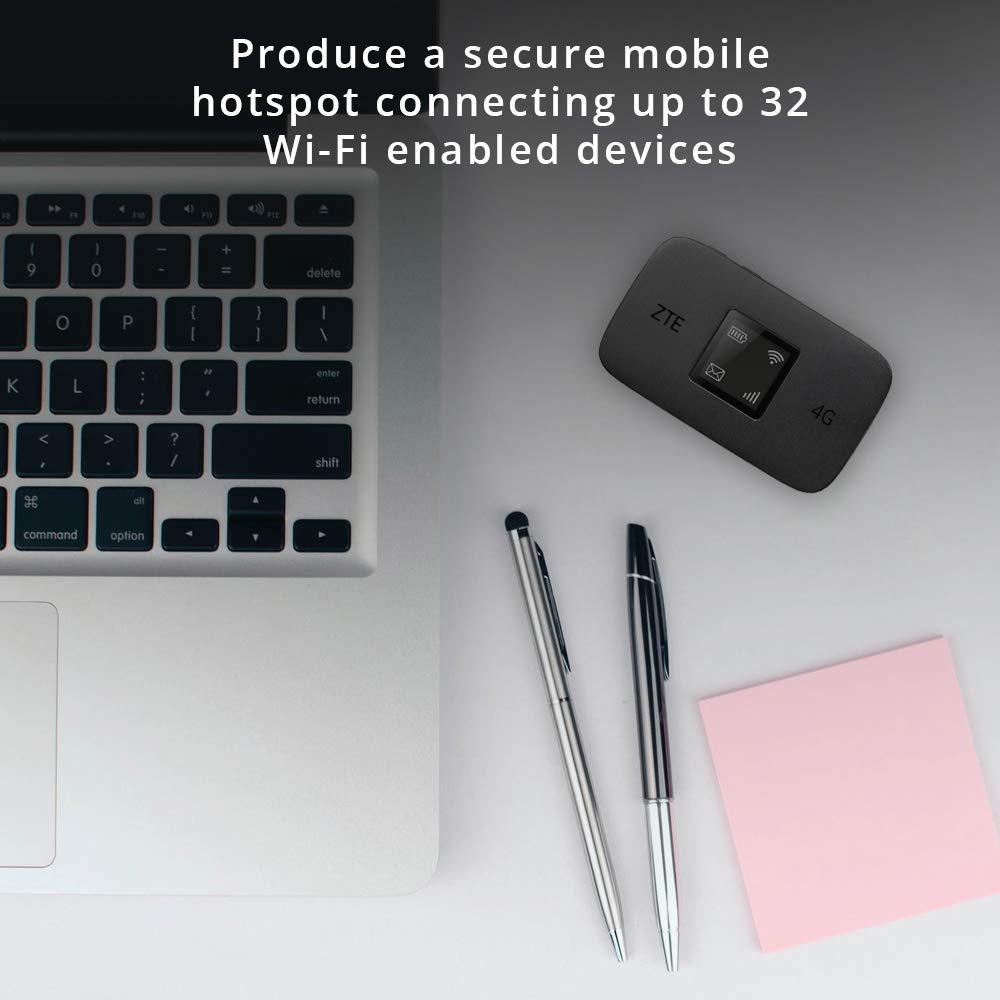 ZTE MF971RS LTE CAT6/4G Punto de acceso Wi-Fi móvil portátil de bajo costo, Wi-Fi de viaje desbloqueado, 300 Mbps, batería 2000 mAh, doble banda, negro