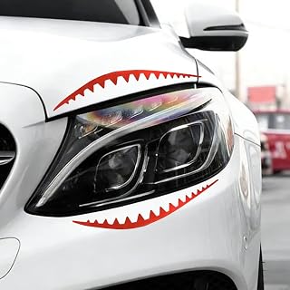 Craedli 2PCS Reflective Shark Eyeliner Headlight Decals, Sawtooth Sticker