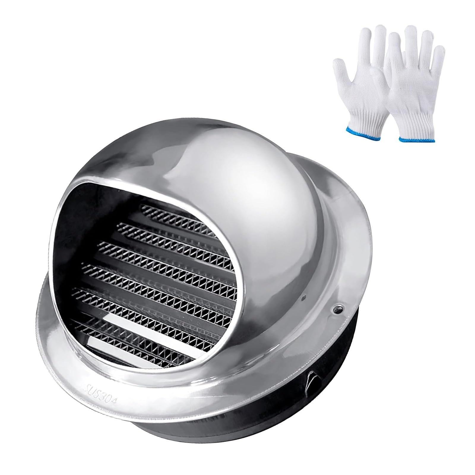Rejilla de ventilación de Acero Inoxidable de Gran tamaño, Rejilla de ventilación Redonda, Salida de Pared con Rejilla de Rejilla para Armario, guardarropa, casa, Garaje, Techo